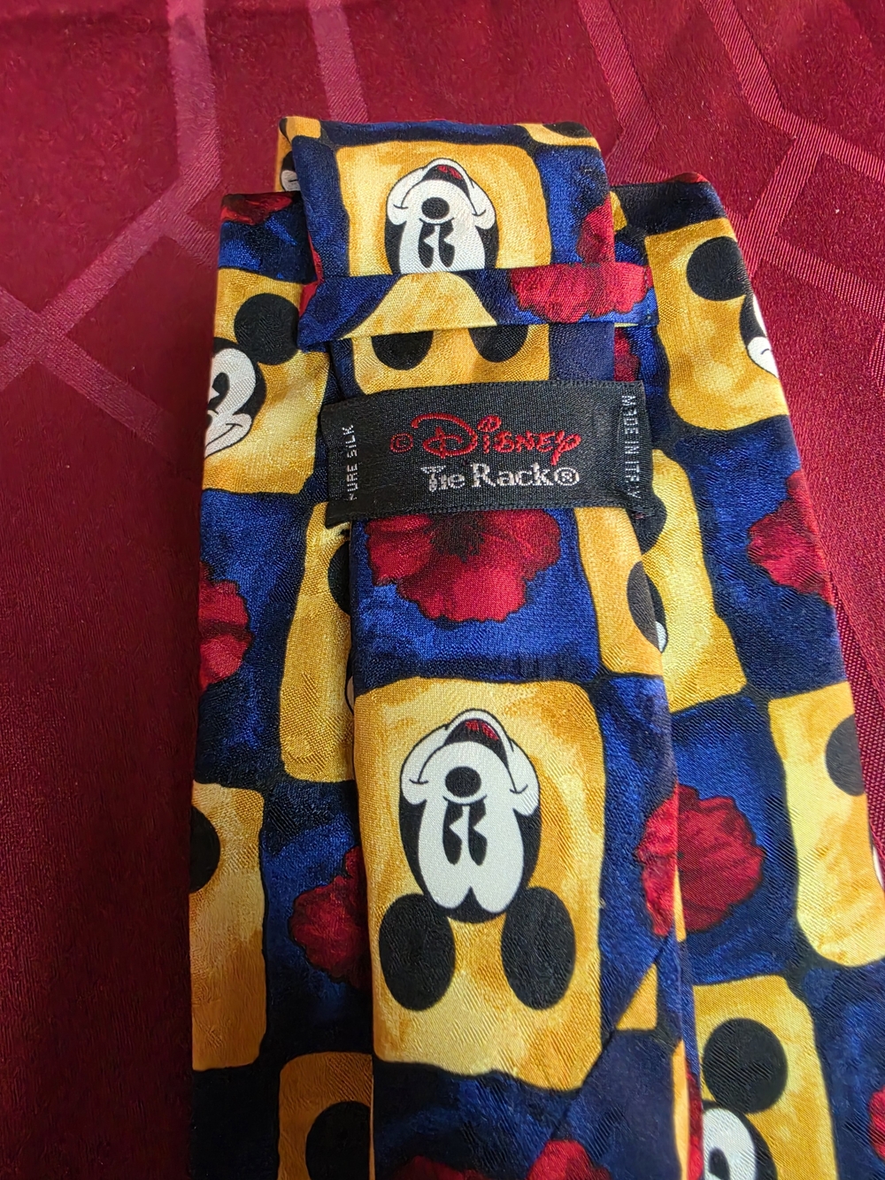 Disney The Rack Men's Mickey Mouse Silk Tie in Blue, Yellow and Red Floral